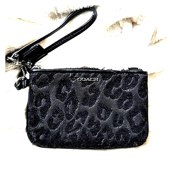 Coach Handbags - Coach black velvet leopard wristlet